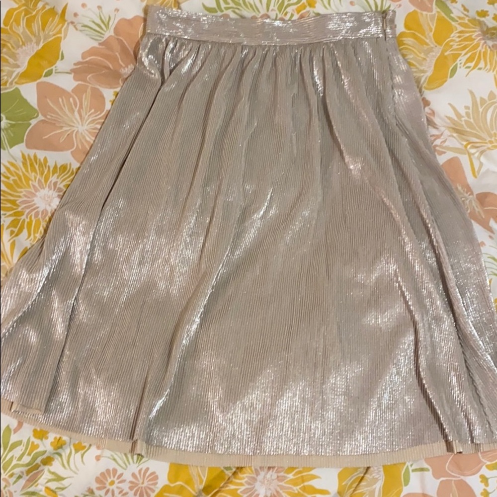Who What Wear metallic pleated skirt